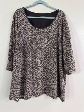 Catherines Brown and Tan  Animal Print Scoop Neck Tunic